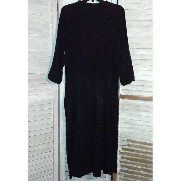 Time and Tru Women's Dress Size XL 3/4 Balloon Sleeve Midi Tiered Peasant Black - Picture 3 of 9